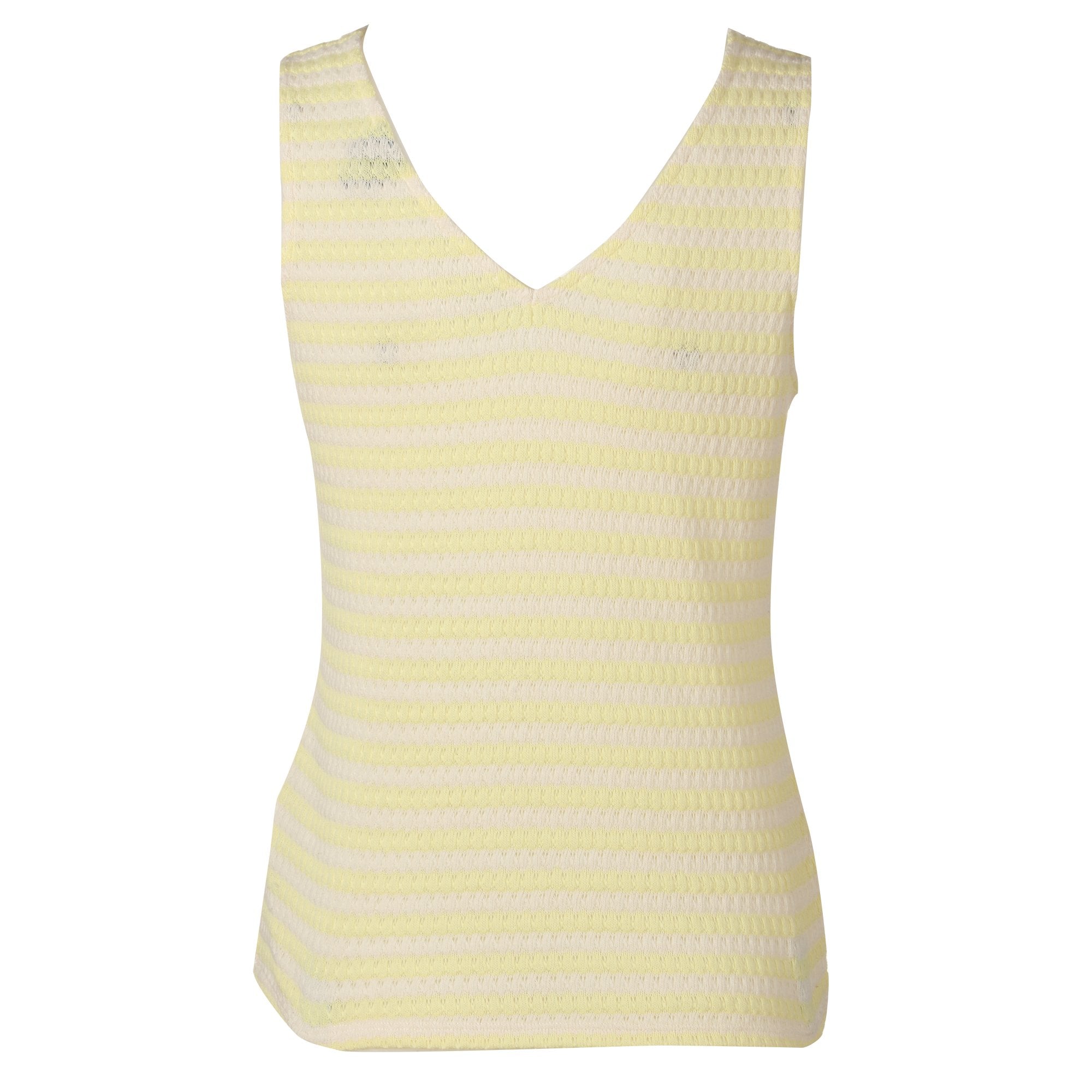 Débardeur crochet rayé jaune femme top été sans manches