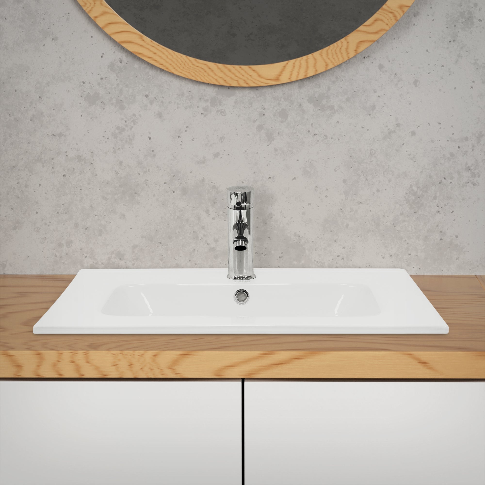 ECD Germany Sanitär Lavabo céramique Blanc 61x46x16,5 cm