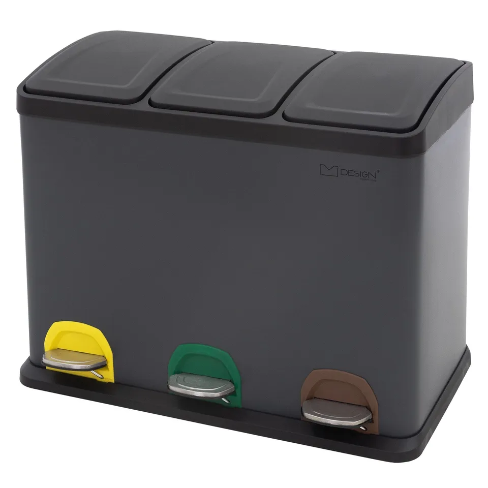 ECD Germany ML-Design poubelle tri 3x8L acier anthracite