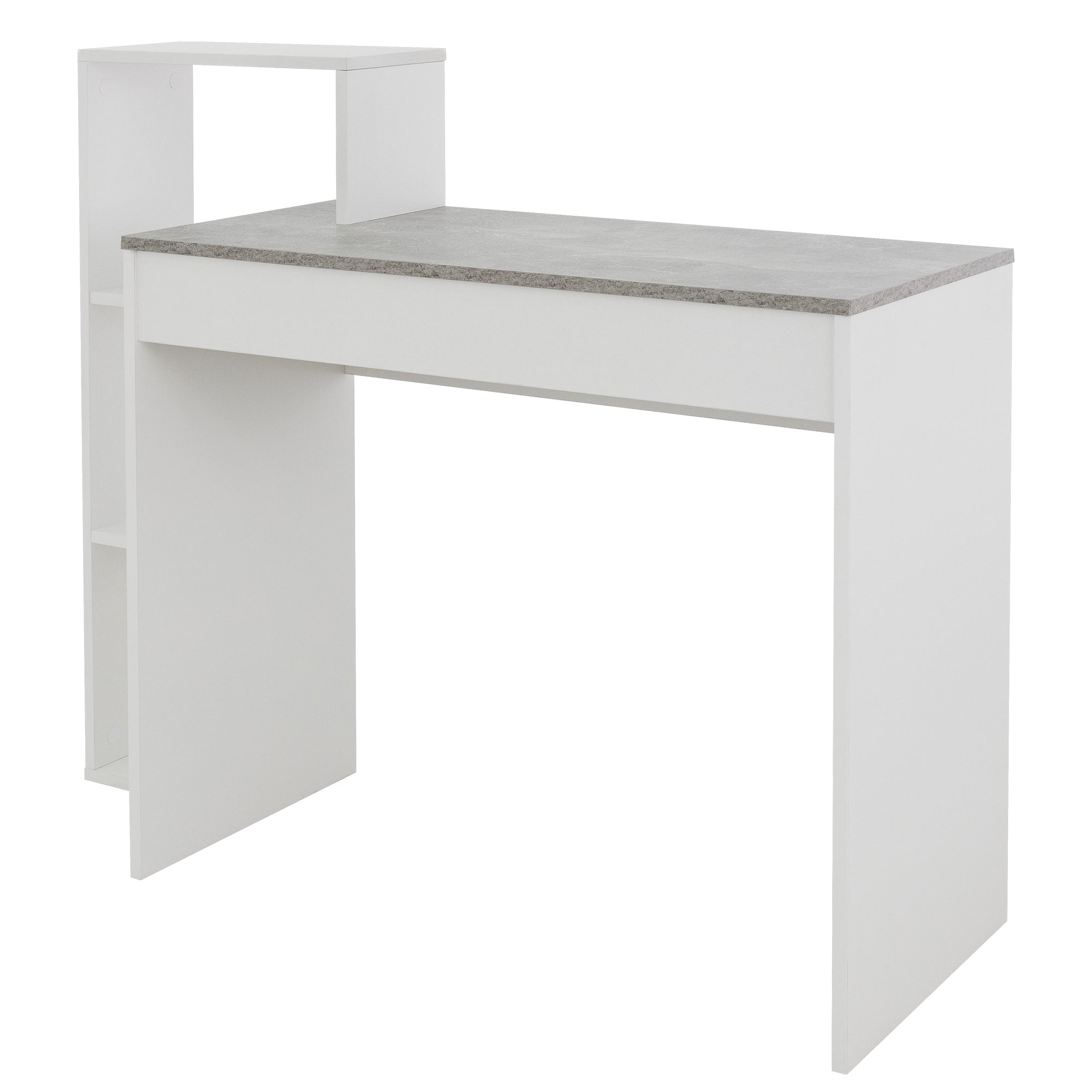 ECD Germany Möbel bureau avec étagère 110 cm blanc effet béton bois
