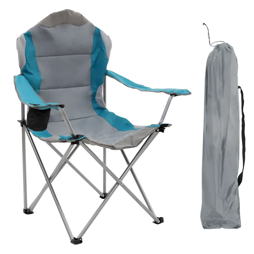 ECD Germany chaise camping turquoise pliable porte-gobelet lot 2