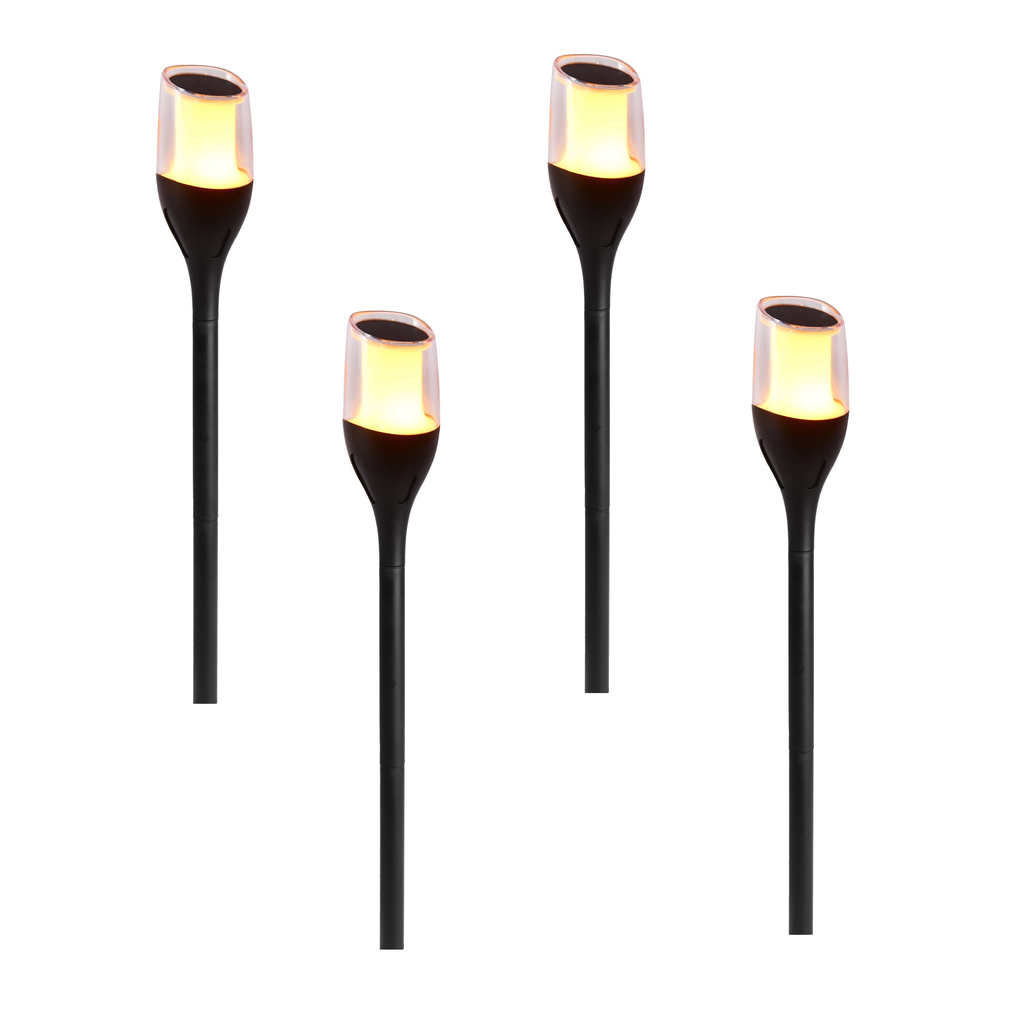 Red Deco Farely H64,5 cm lot 4 torches solaires flamme