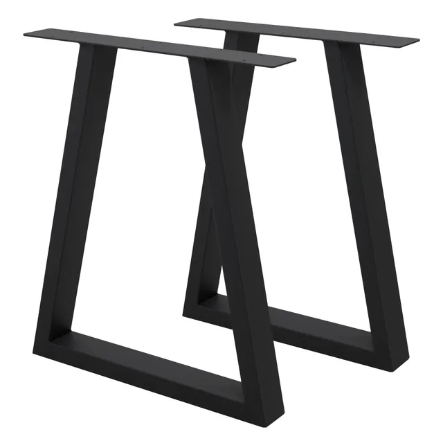 ECD Germany Möbel Pieds trapèze 60x72cm noirs acier lot 2