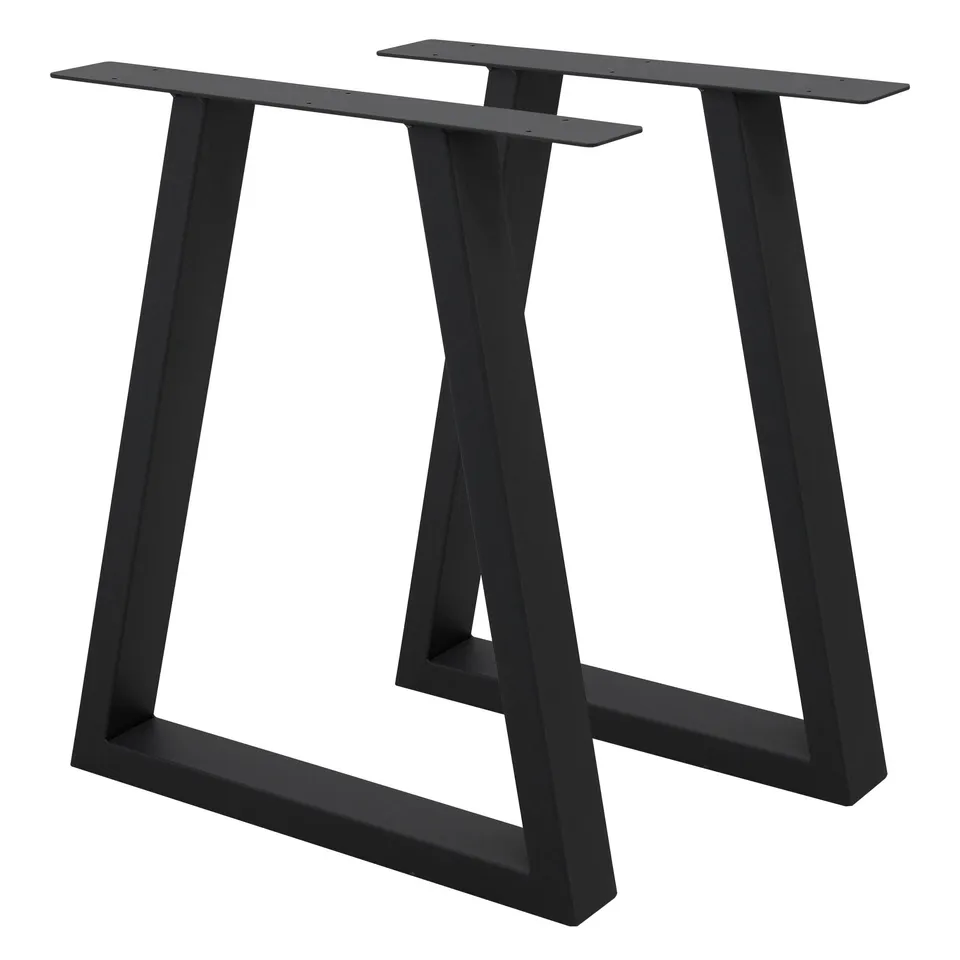 ECD Germany Möbel Pieds trapèze 60x72cm noirs acier lot 2