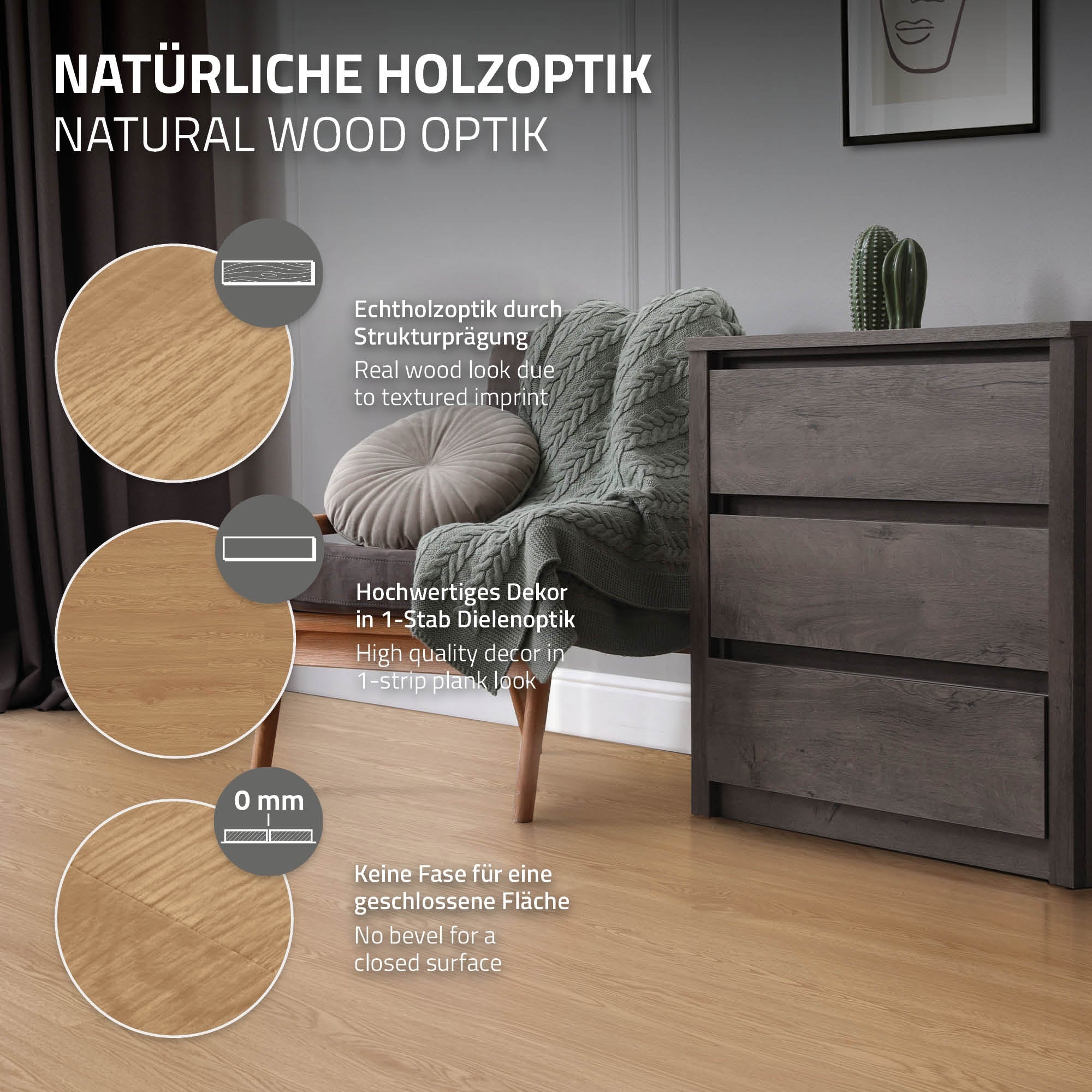 ECD Germany Bauen & Renovieren sol vinyle Eiche Sundance 4,46 m²