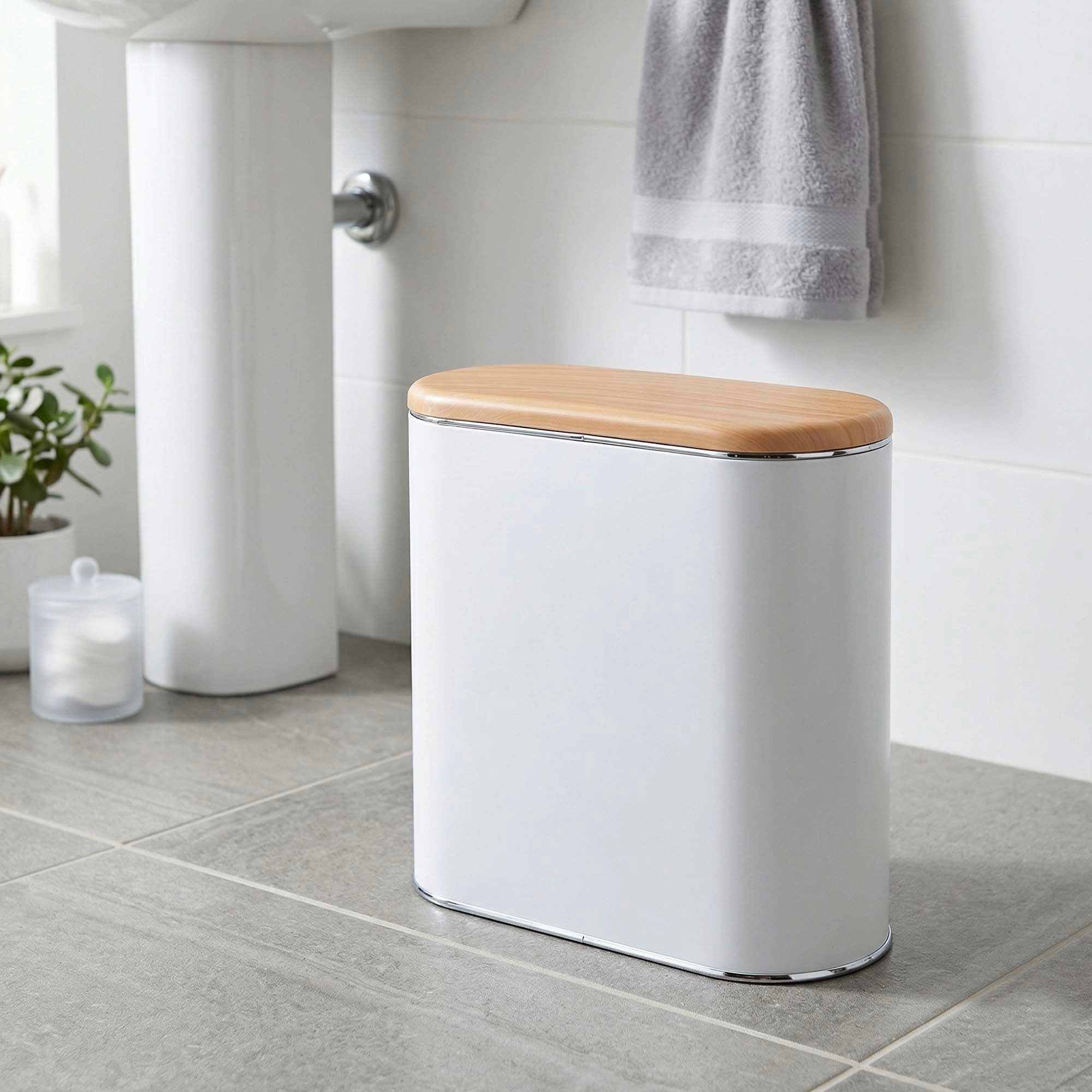 Red Deco ALDO poubelle push étroite 10L bois avec seau