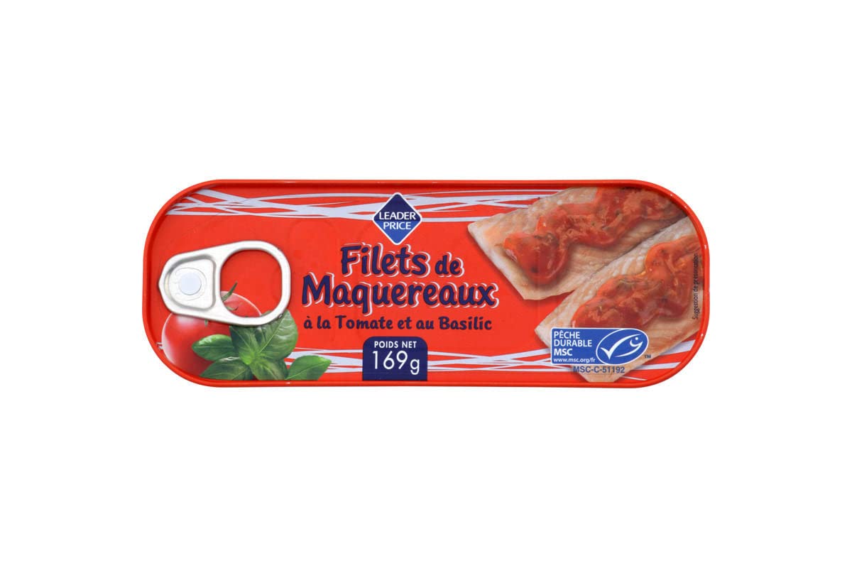 Leader Price Filet Maquereaux Tomate Basilic 169g