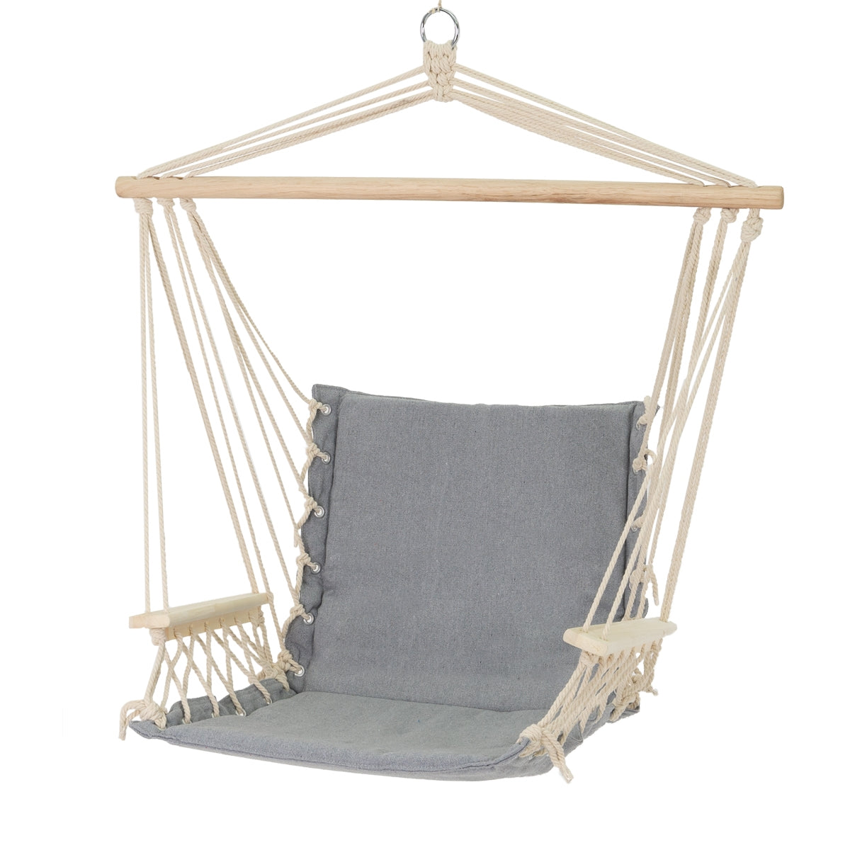 ECD Germany fauteuil suspendu gris coton bois 120 kg