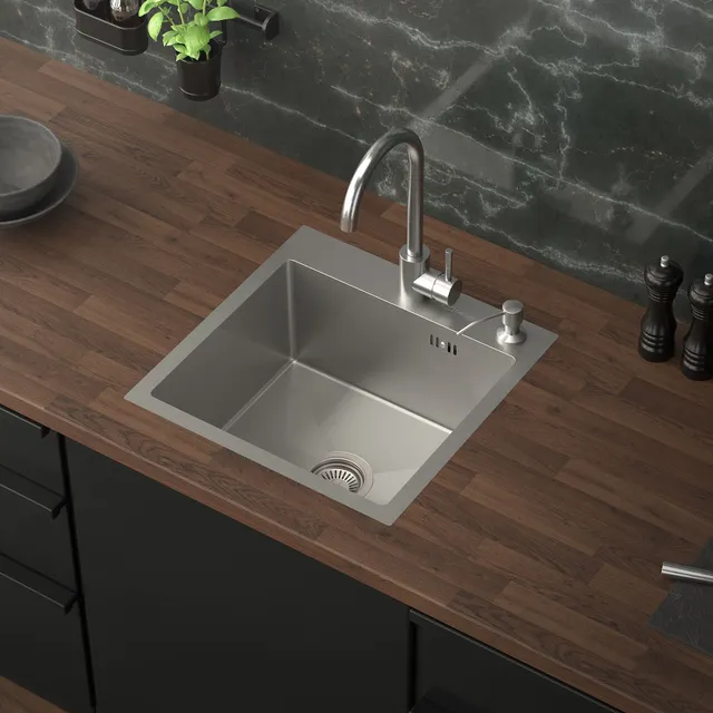 ML-Design évier inox 45x45 argenté 1 bac avec bonde