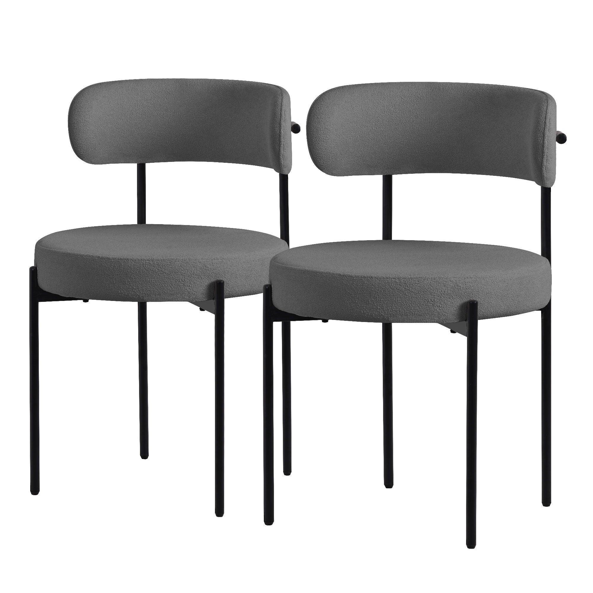 ECD Germany Möbel chaise tissu bouclé gris lot de 2 teddy