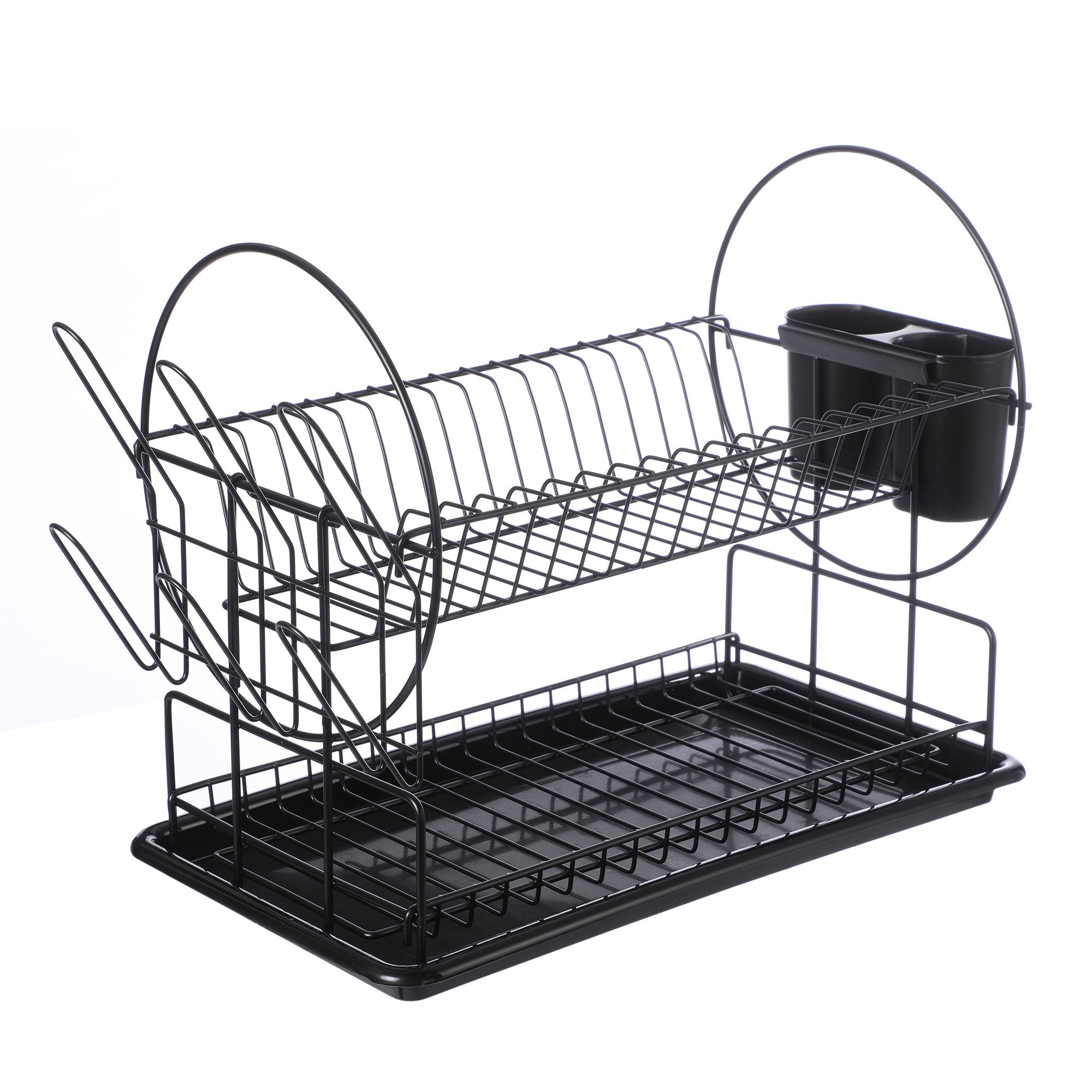 Stokomani Maison égouttoir 2 étages noir vaisselle