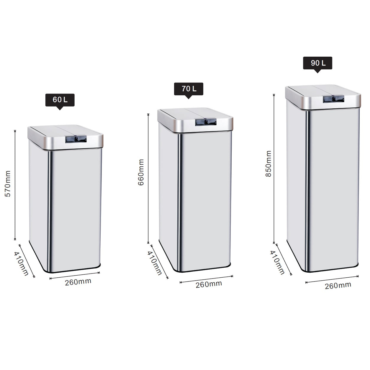 Red Deco Silverlake 60L poubelle automatique inox