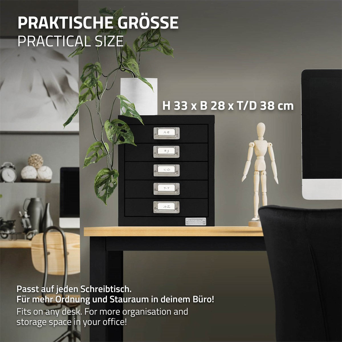 ML-Design armoire dossiers 5 tiroirs métal blanc 28x38x33