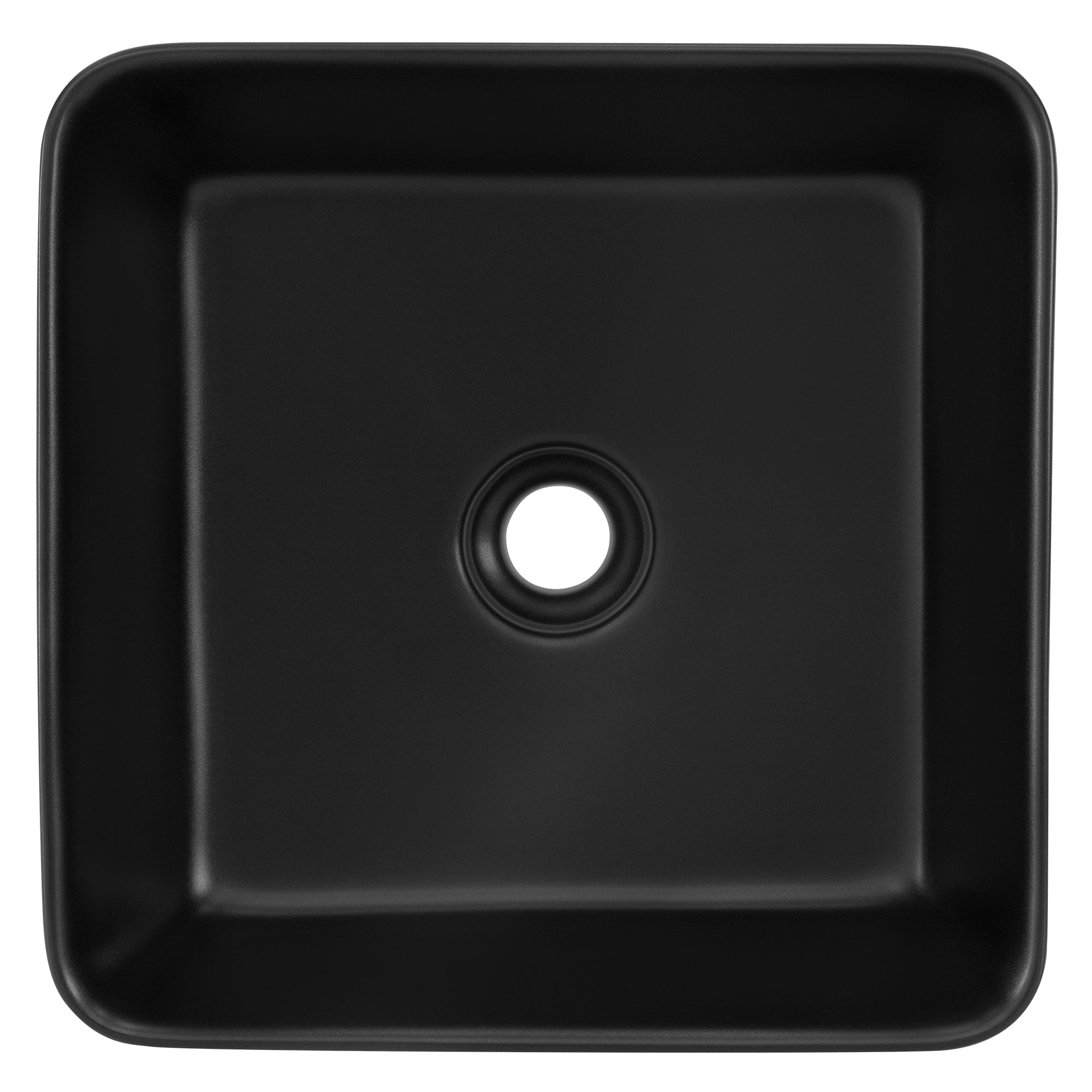 ECD Germany Sanitär vasque à poser 39x39x15 noir bonde argent