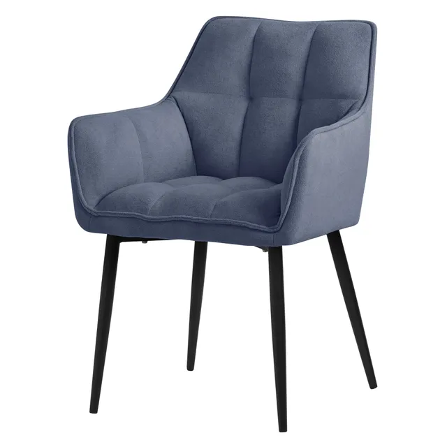 ECD Germany Meuble chaise salle à manger bouclé bleu lot de 2