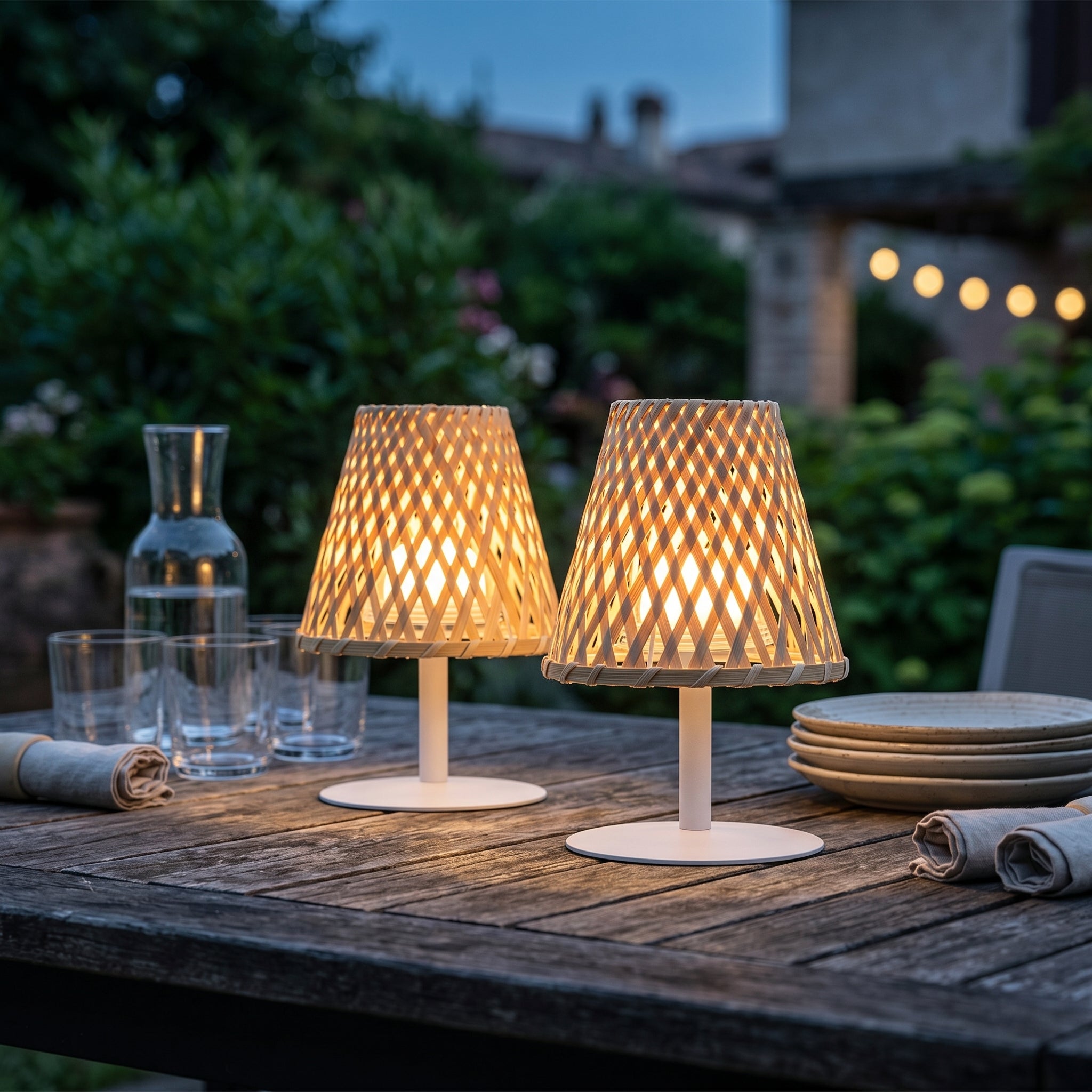 Red Deco Ibiza H26cm lot 2 lampes sans fil bambou dimmable