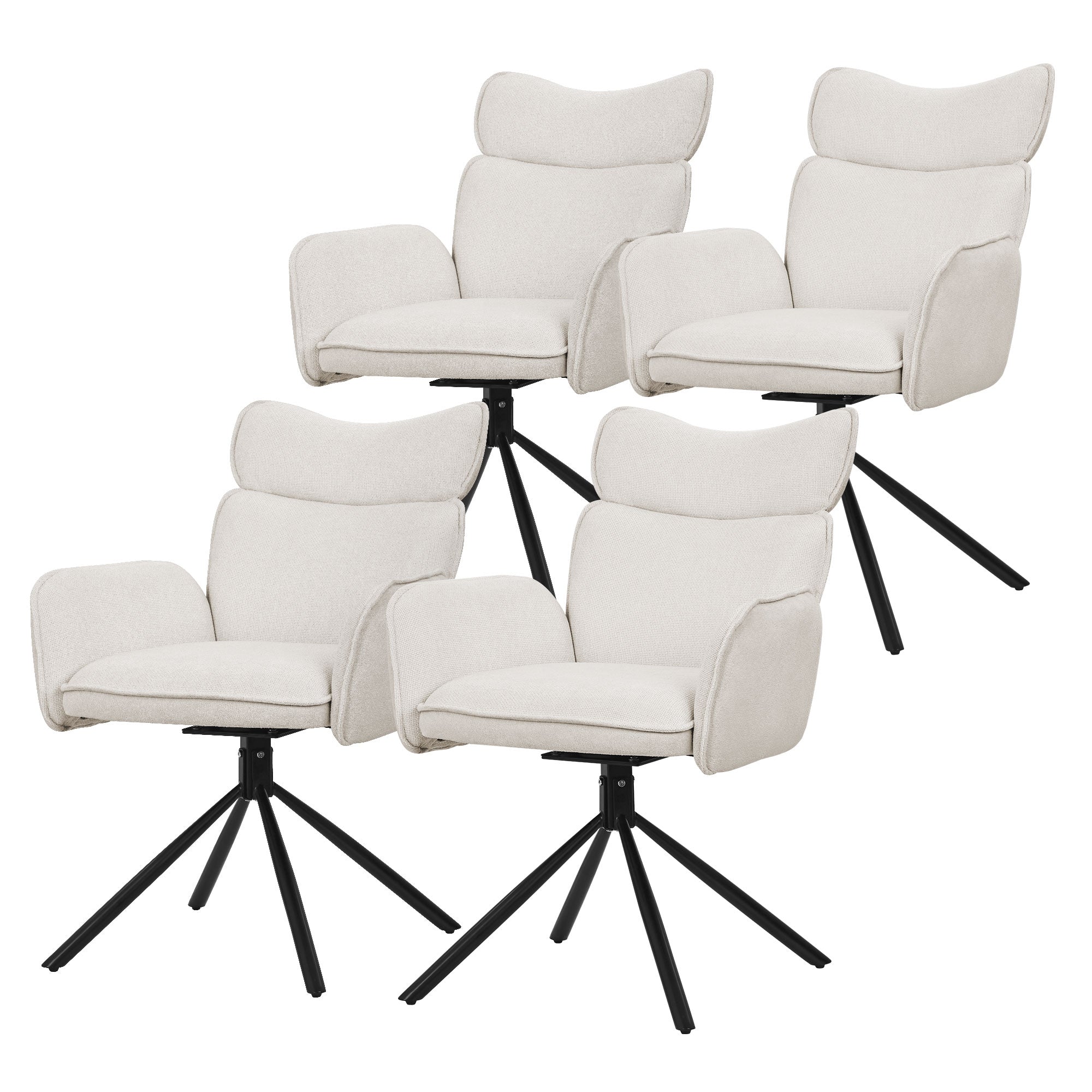 ECD Möbel chaise pivotante beige lot 4 tissu 120 kg