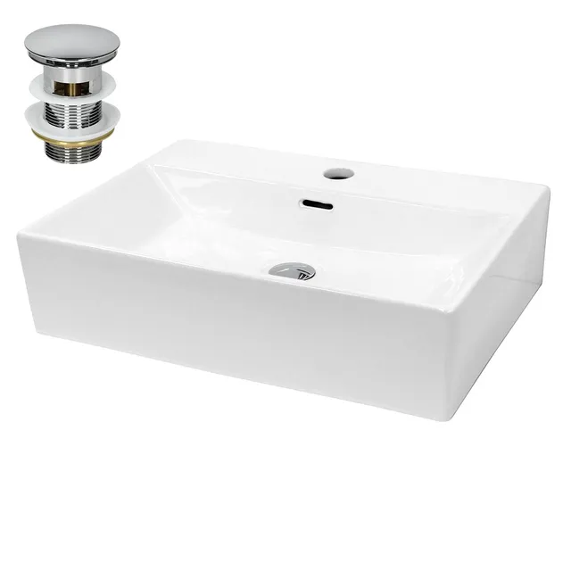 ECD Sanitär LuxeBath 605 lavabo blanc + bonde