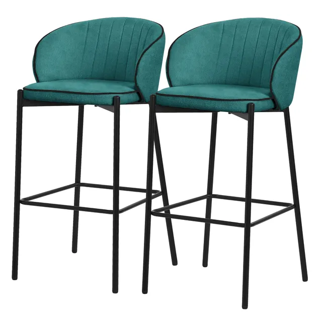 ML-Design tabouret bar lot 2 pétrole 50x101x54 cm dossier repose-pieds