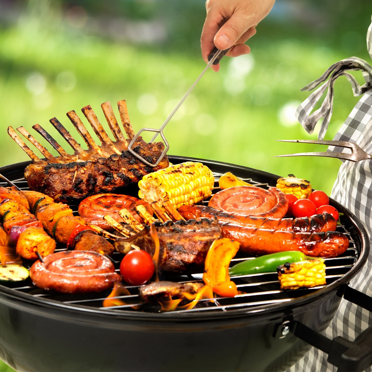 ECD Germany Sport & Freizeit grille barbecue ronde inox 44,5 cm poignées