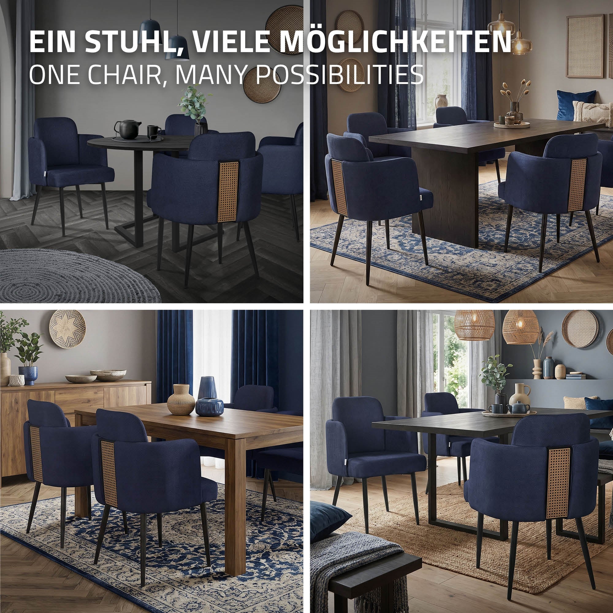 ML-Design chaise salle à manger bleu foncé tissu 1 pièce