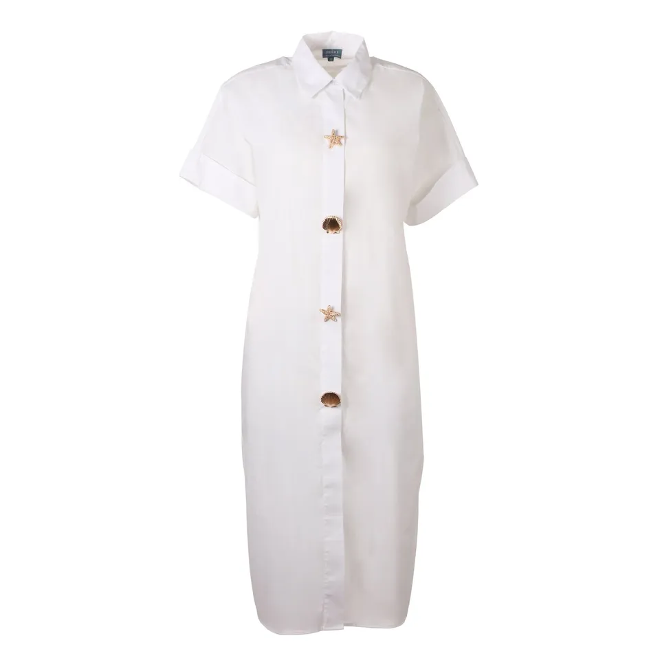 Stokomani Mode robe chemise longue blanche taille 38