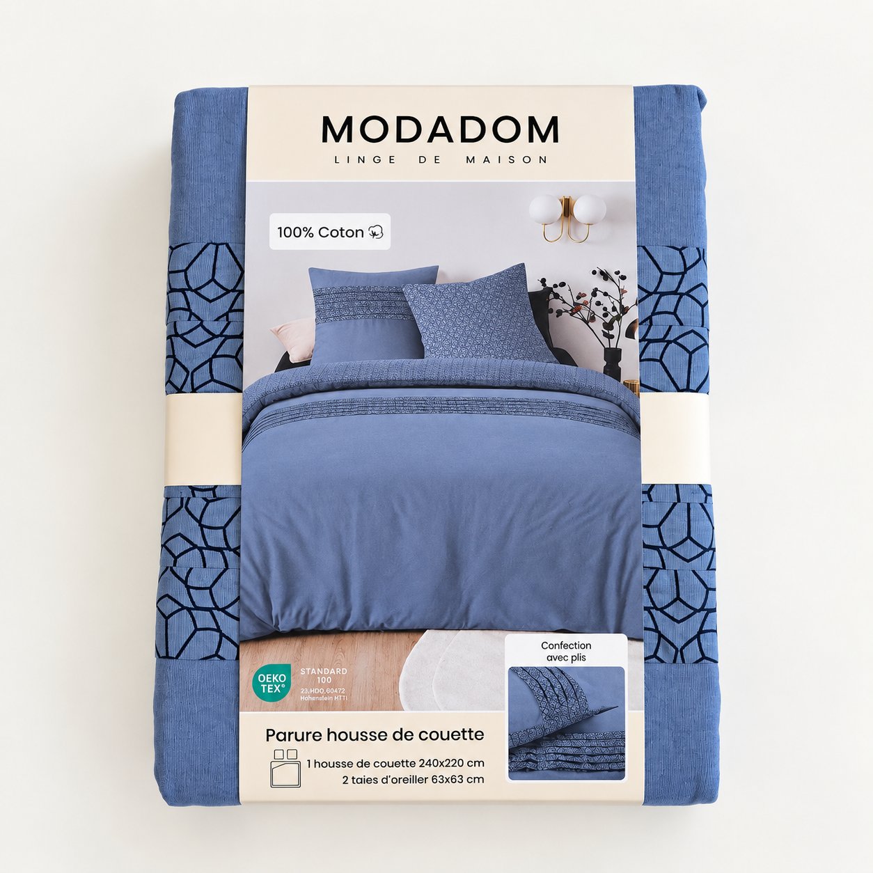 Modadom parure de lit coton 260x240 cm 47 fils Delhi