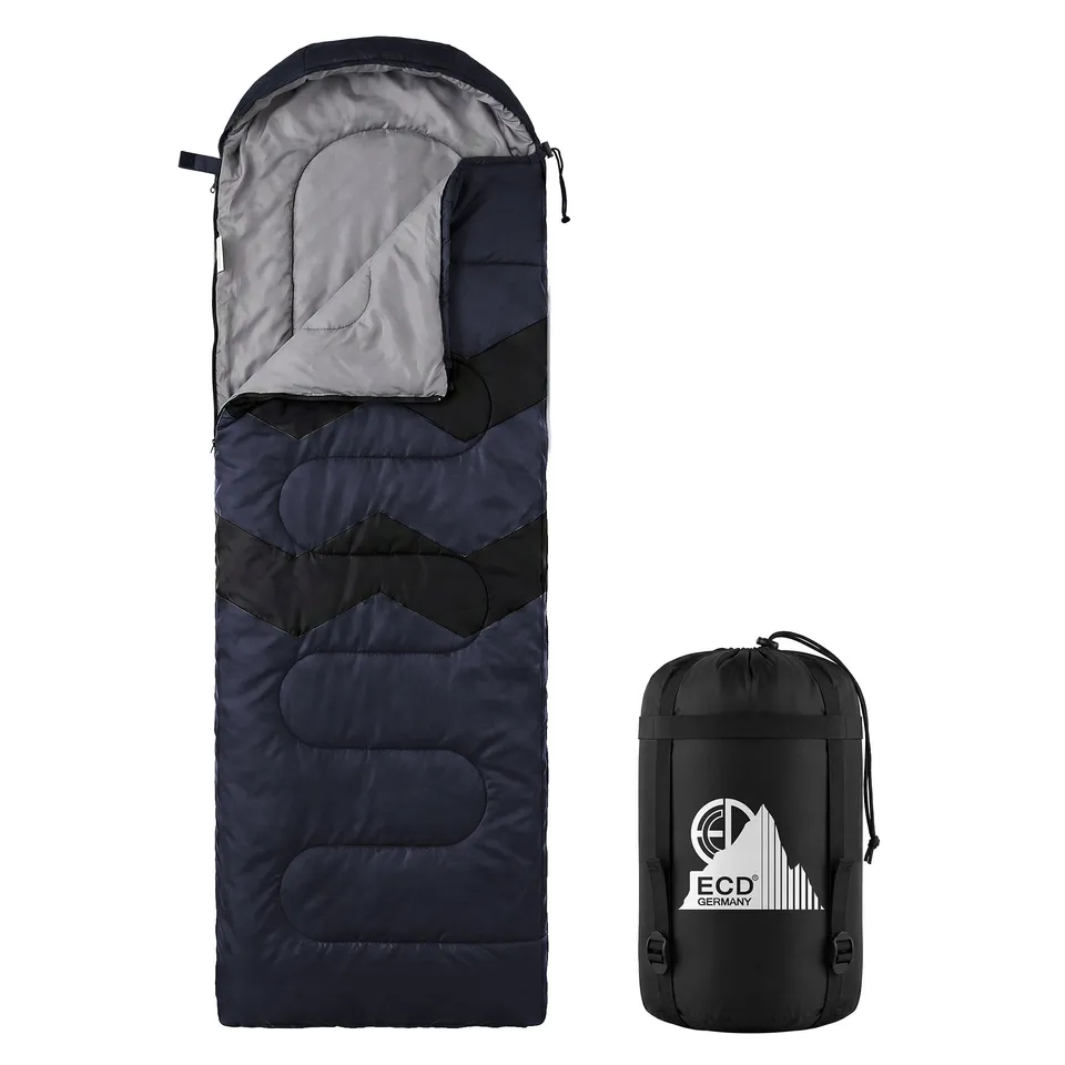 ECD Sport & Freizeit Sac de Couchage Adulte Bleu Foncé 210 cm 3 Saisons