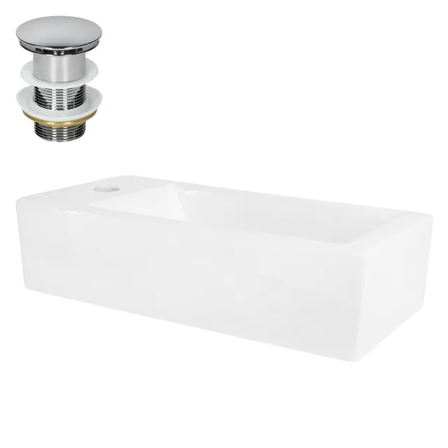 ECD Sanitär LuxeBath 51x25 vasque céramique blanche avec bonde