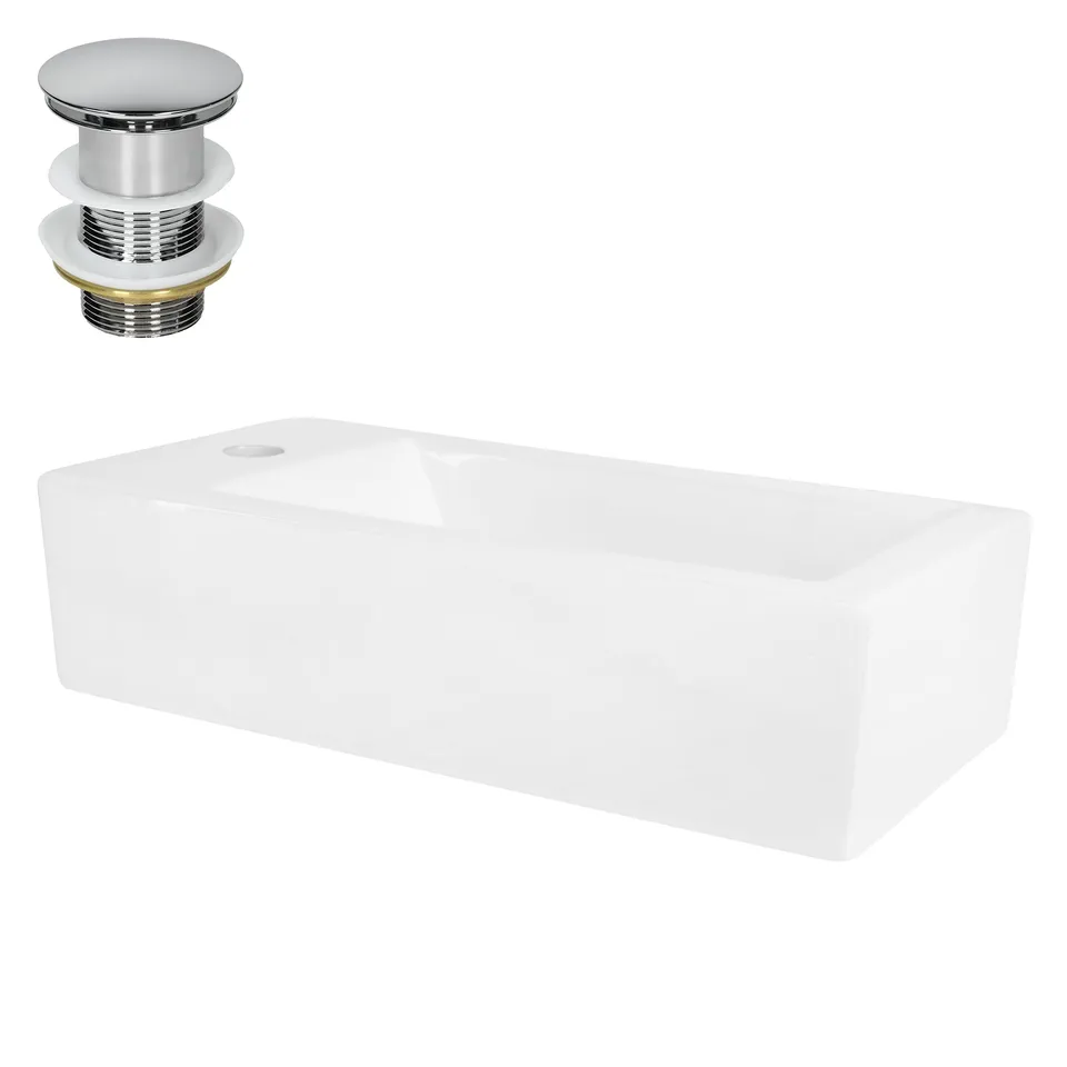 ECD Sanitär LuxeBath 51x25 vasque céramique blanche avec bonde