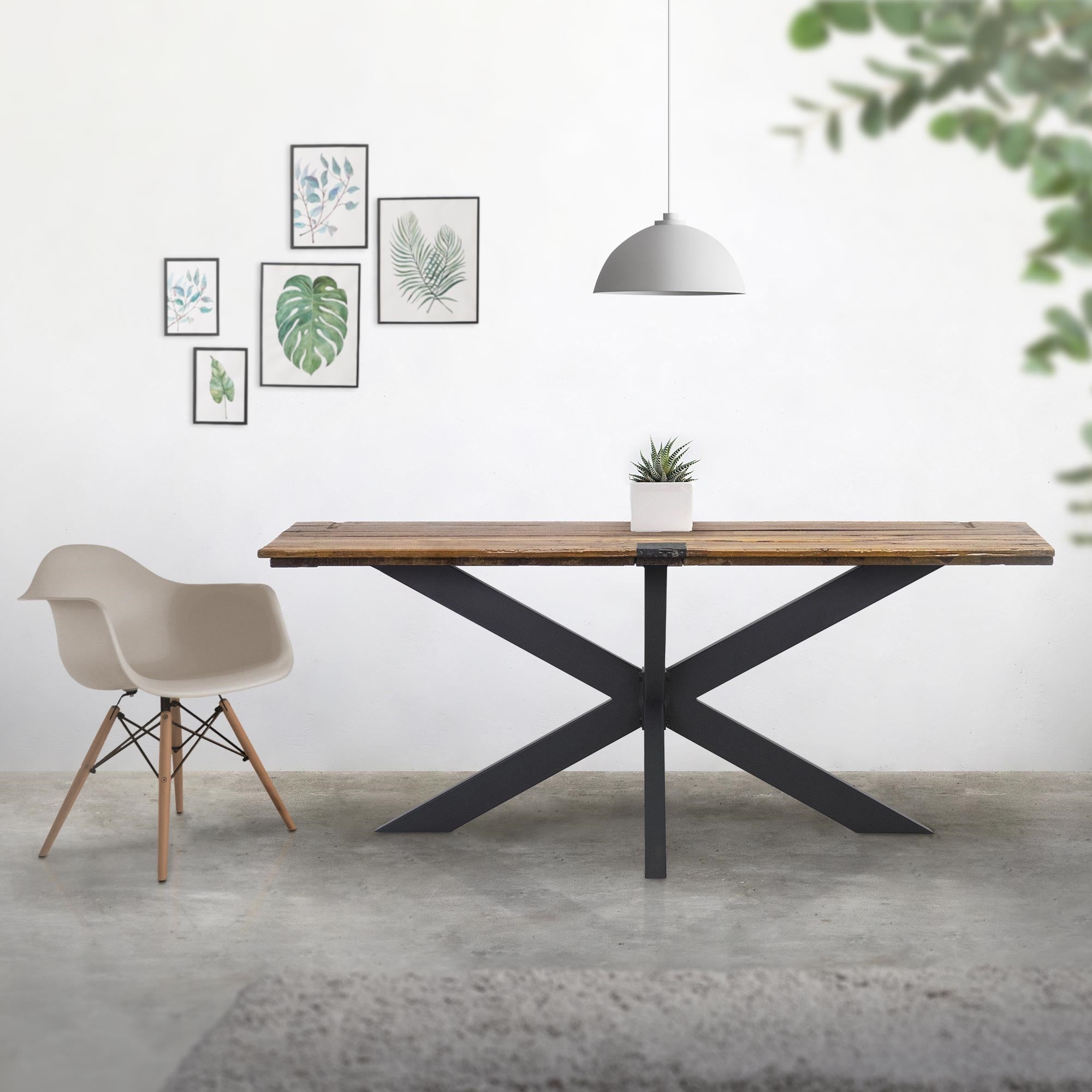 ECD Germany ML-Design pieds de table X noir 120x71cm métal