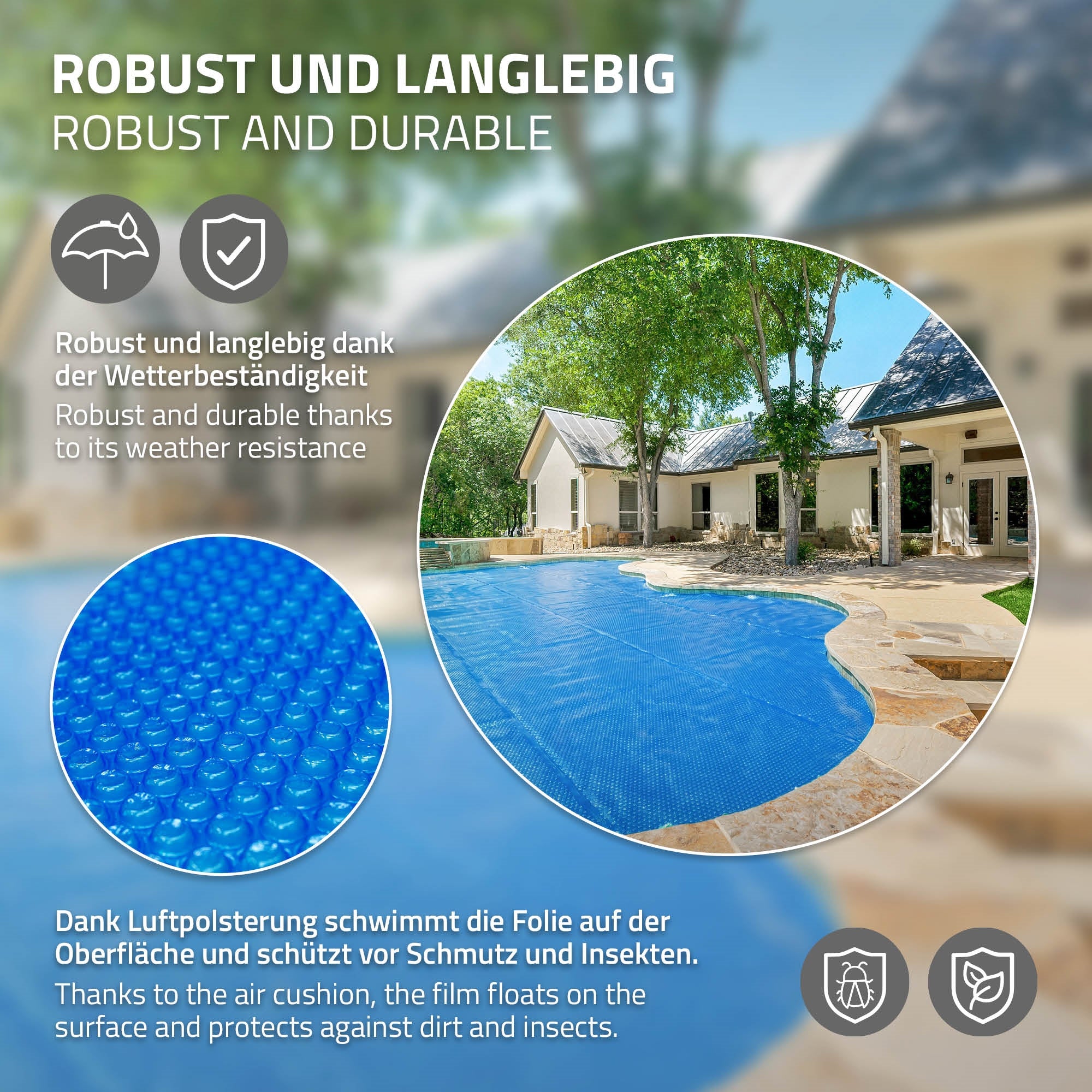 ECD Germany Garten bâche solaire piscine ronde bleue Ø 488 cm 400µm