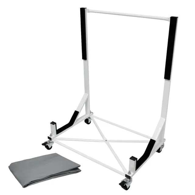 ECD Germany support hardtop blanc acier à roulettes + housse