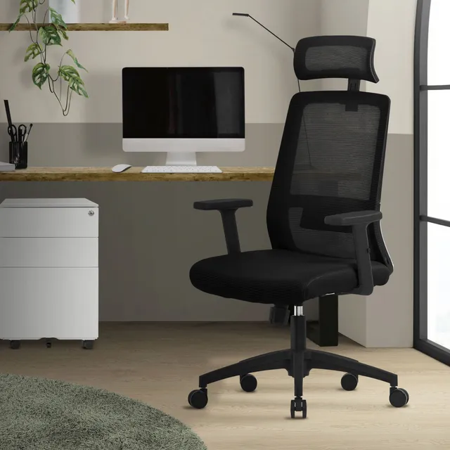 ECD Germany Möbel ML-Design chaise de bureau noire filet ergonomique
