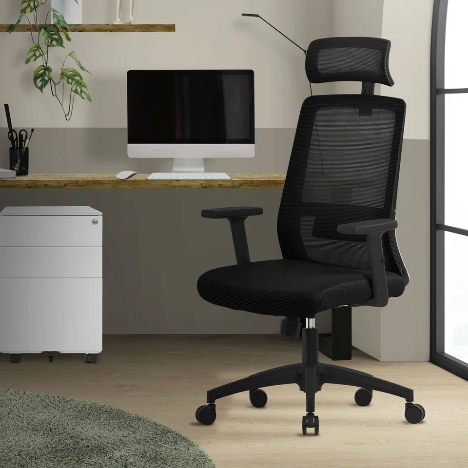 ECD Germany Möbel ML-Design chaise de bureau noire filet ergonomique