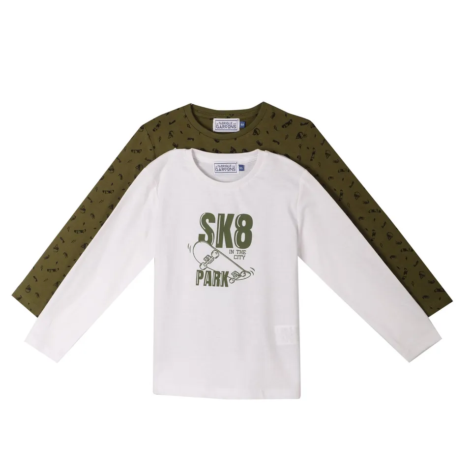 Stokomani Mode lot 2 tee-shirts blanc coton enfant