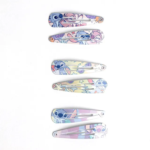 Barrettes cheveux clic-clac Lilo et Stitch lot 6 fantaisie
