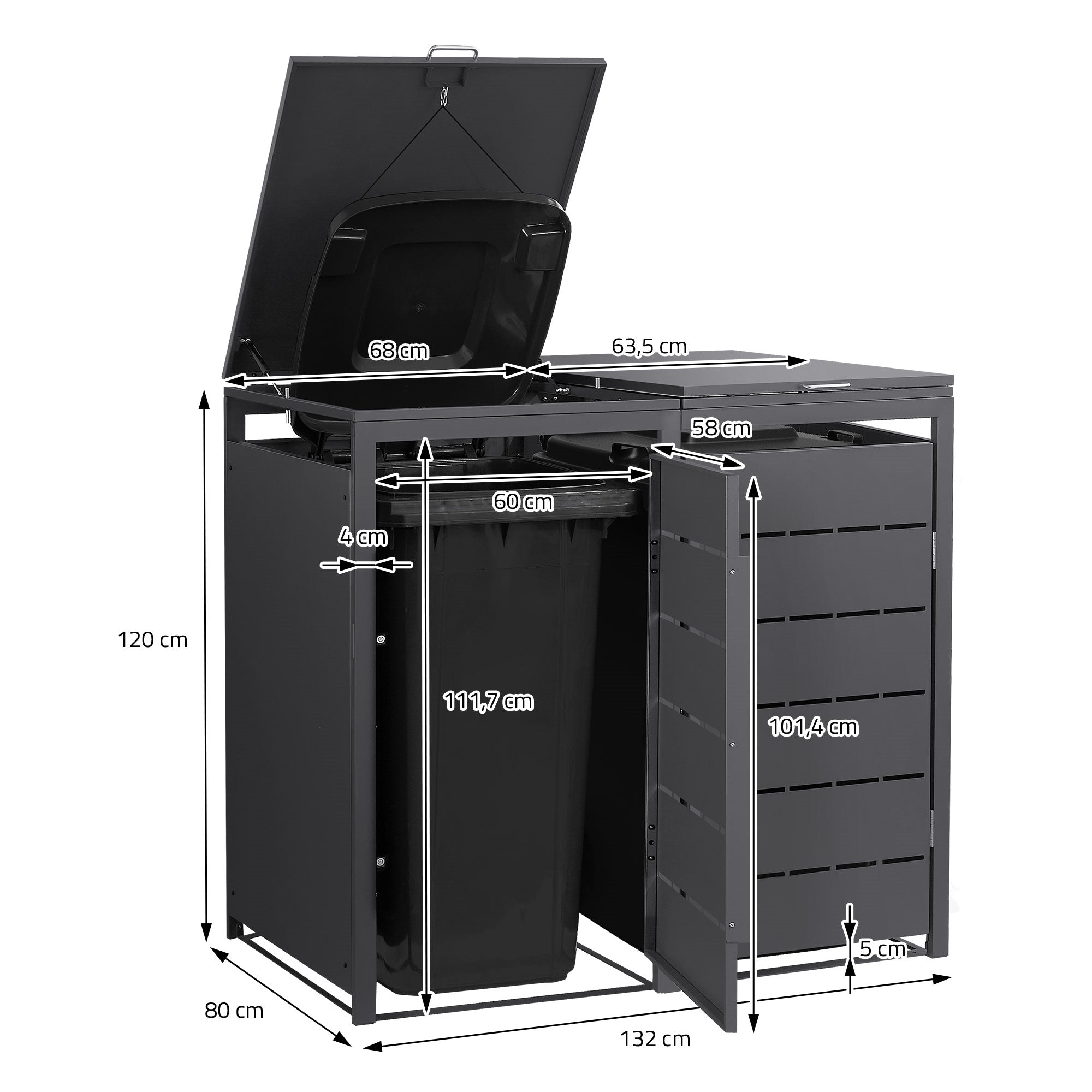 ECD Germany cache poubelle double 240L anthracite acier