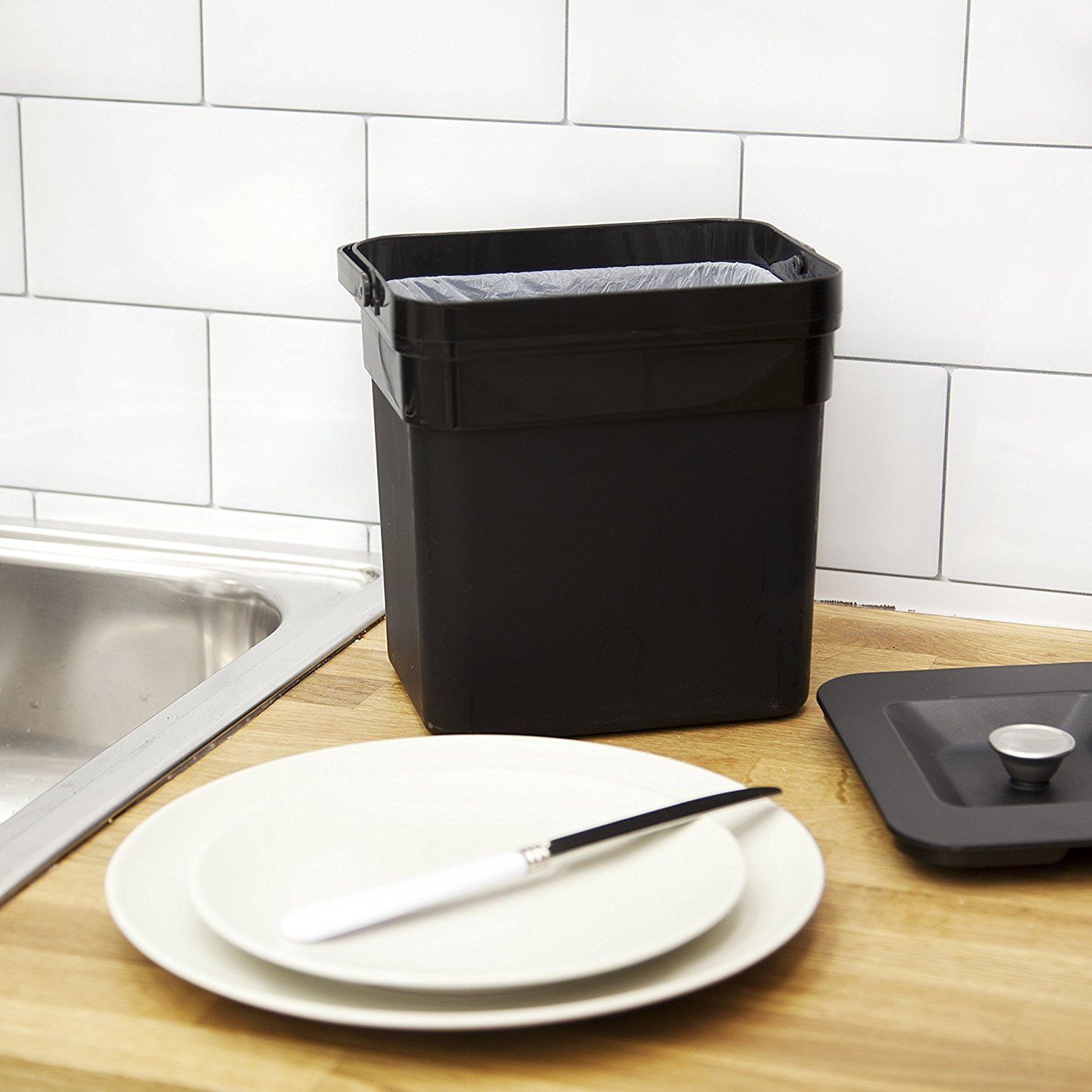 Red Deco Narvik poubelle automatique 75L noir mat +3L