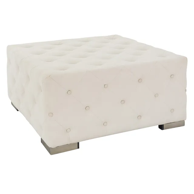 ECD Germany Möbel pouf XXL crème 90x45x90 cm lin