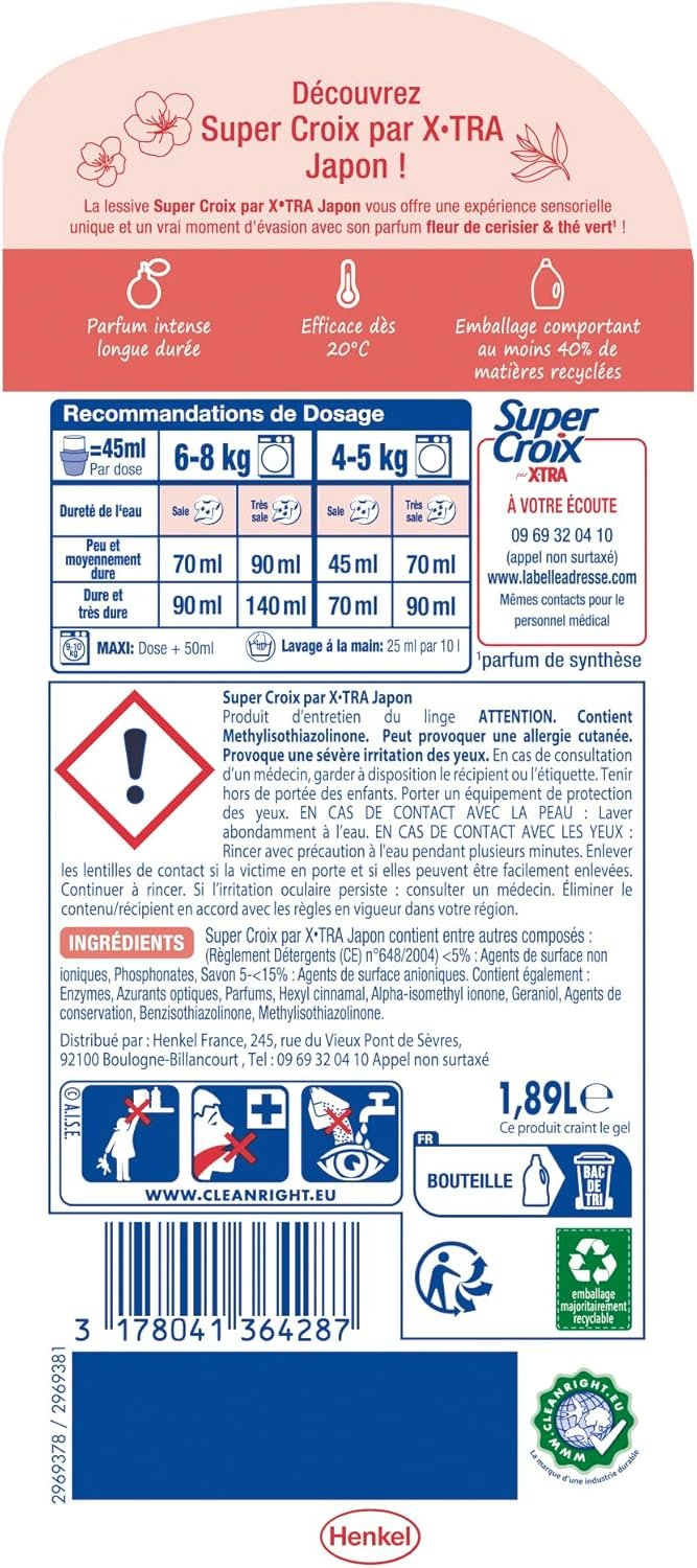 Stokomani Maison lessive liquide Japon cerisier thé vert 42 doses