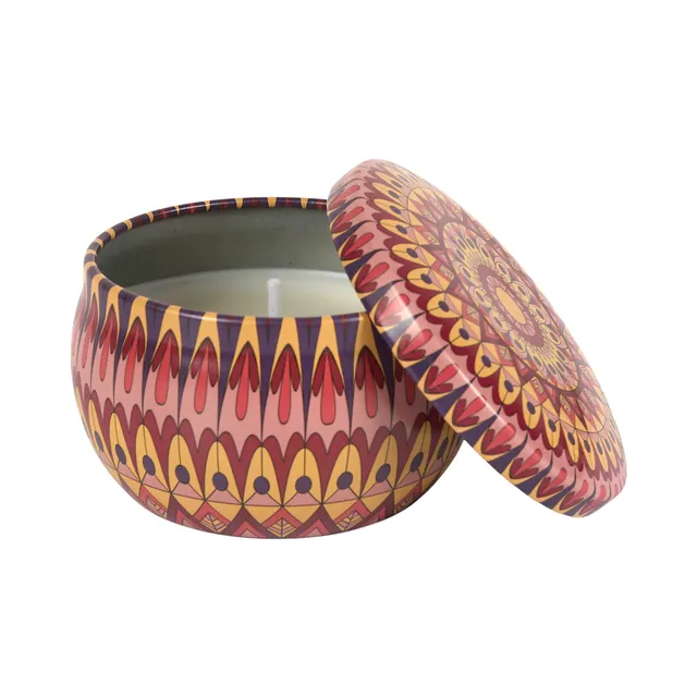 Bougie ronde métal mandala déco maison à offrir