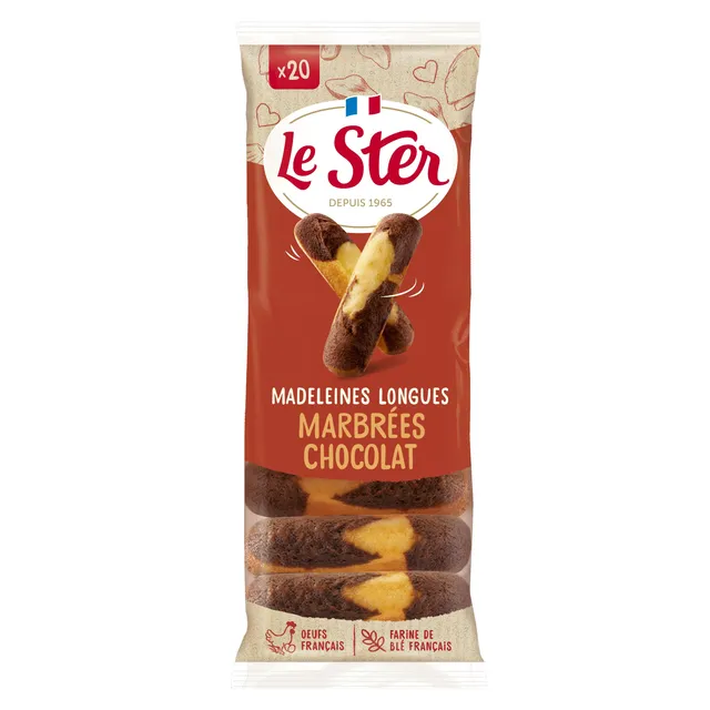 Longue madeleine marbré gâteau goûter moelleux