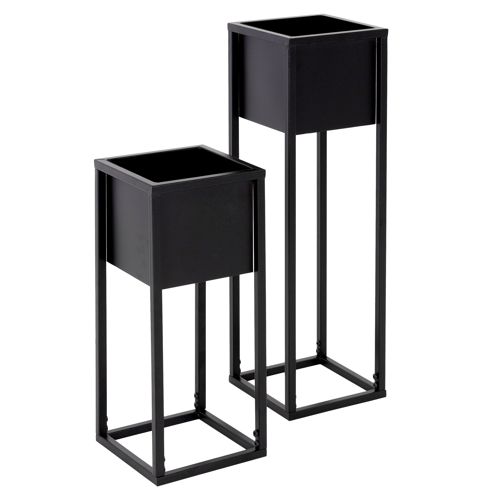 ML-Design porte-plante métal noir lot de 2 extérieur