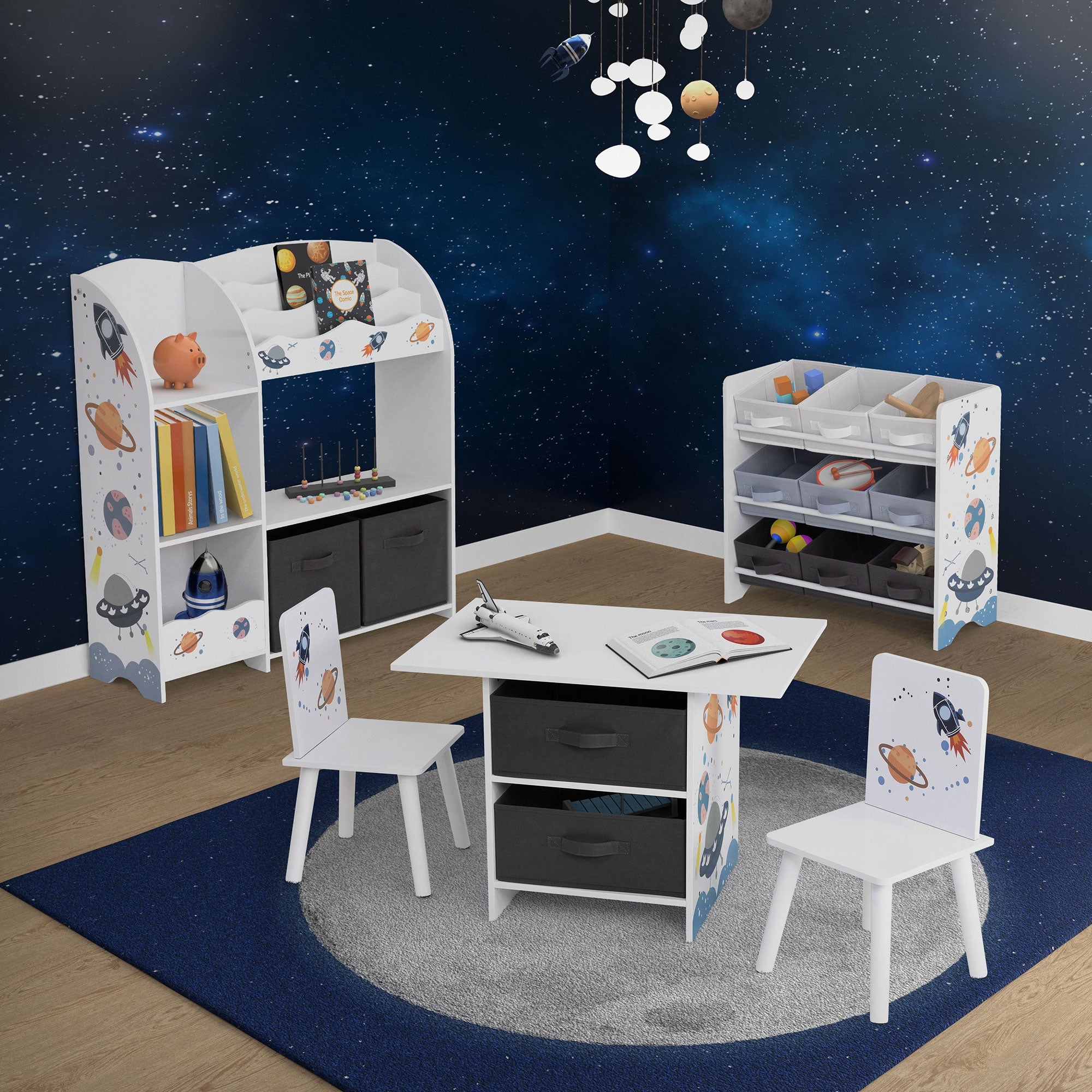 ECD Germany Kinder Étagère Enfant Espace Blanc 8 Cases +2 Boîtes