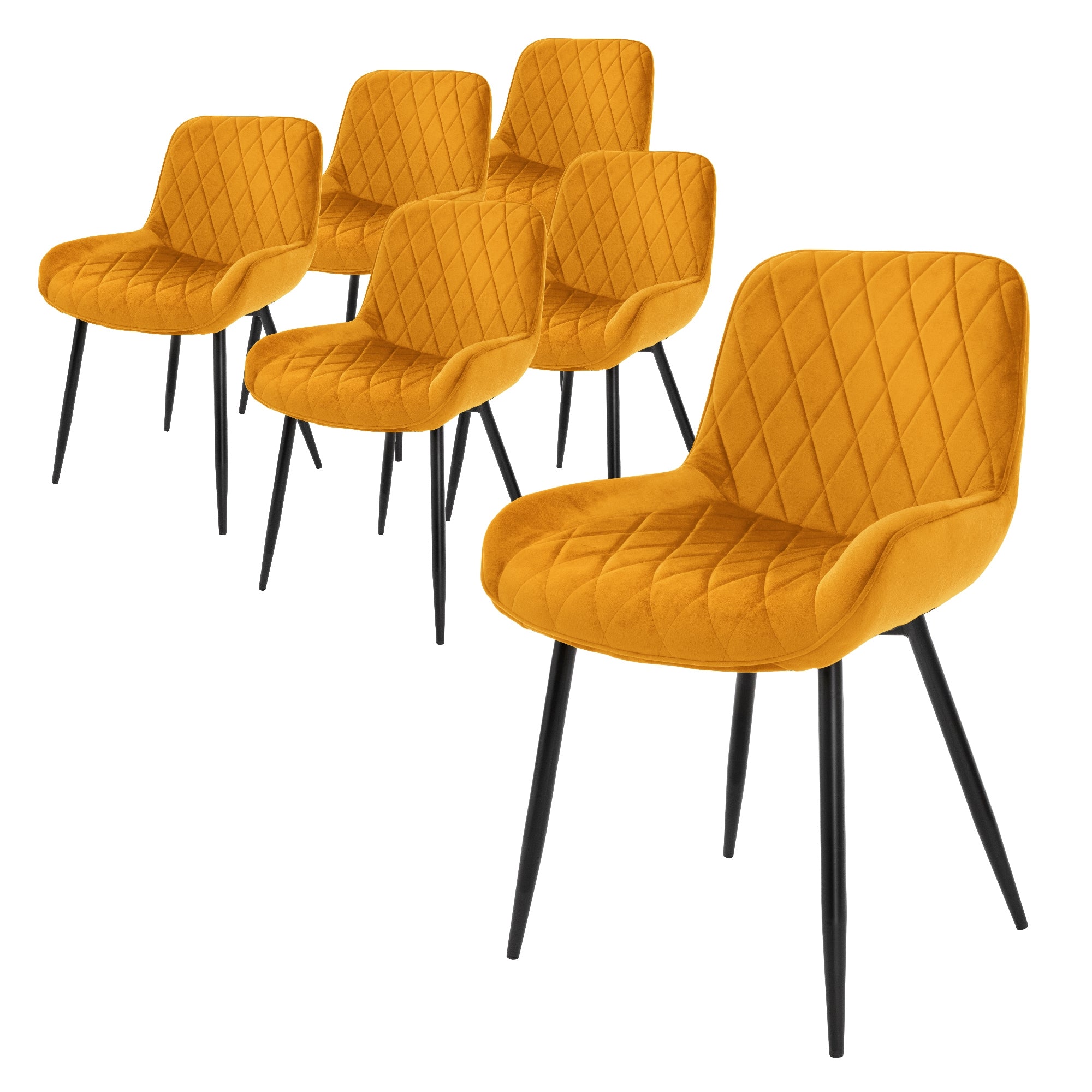 ECD Germany Möbel chaise velours moutarde lot 6 losanges