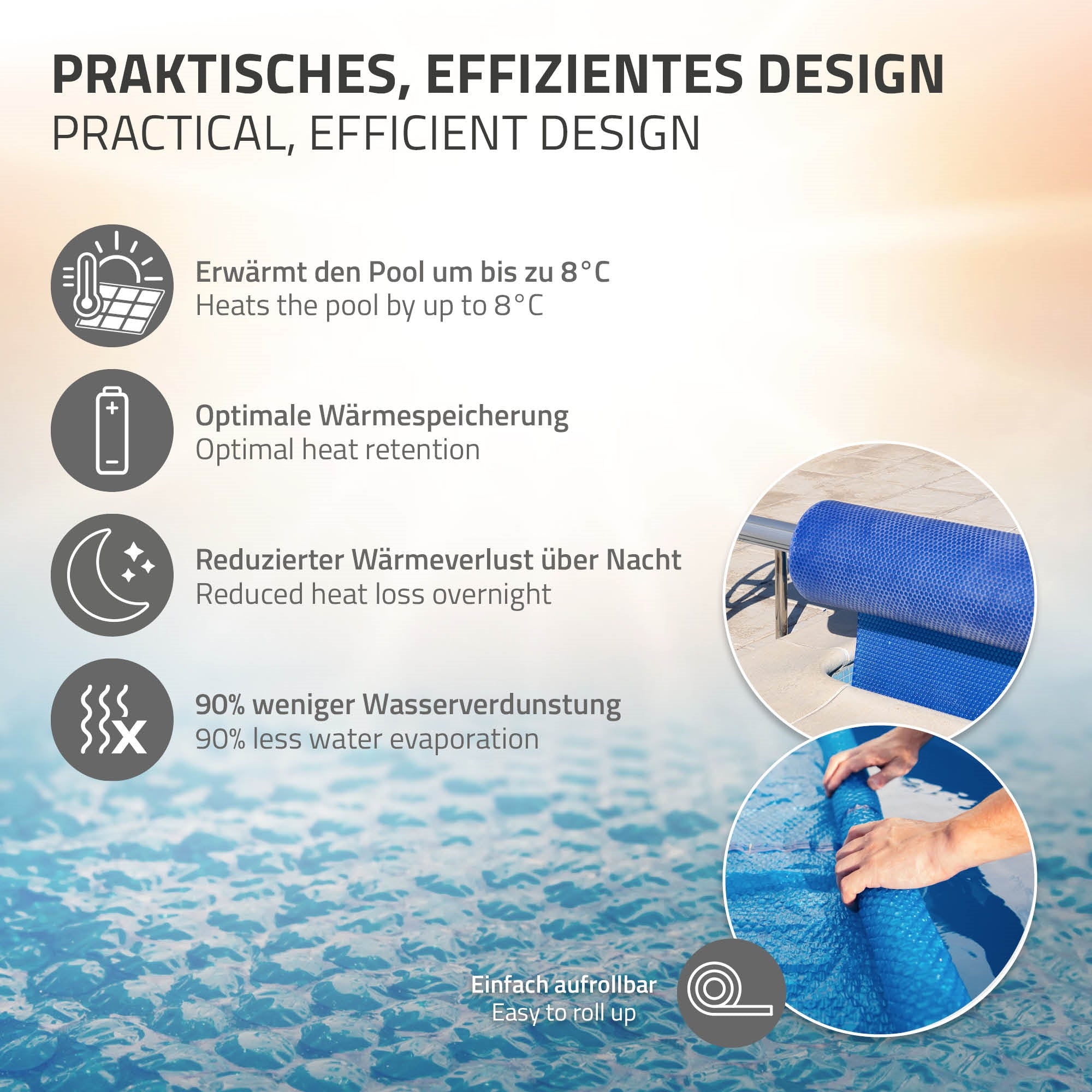 ECD Germany Garten bâche solaire piscine ronde 549 cm bleue 400µm