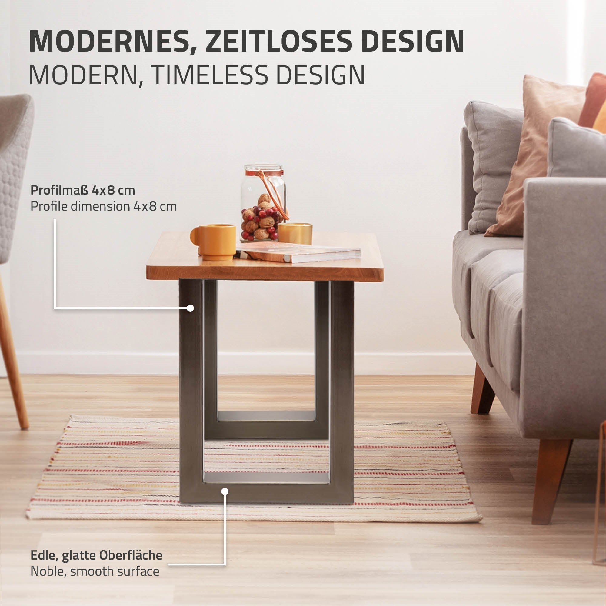 ECD Germany pieds table acier 30x43 cm industriel lot 2