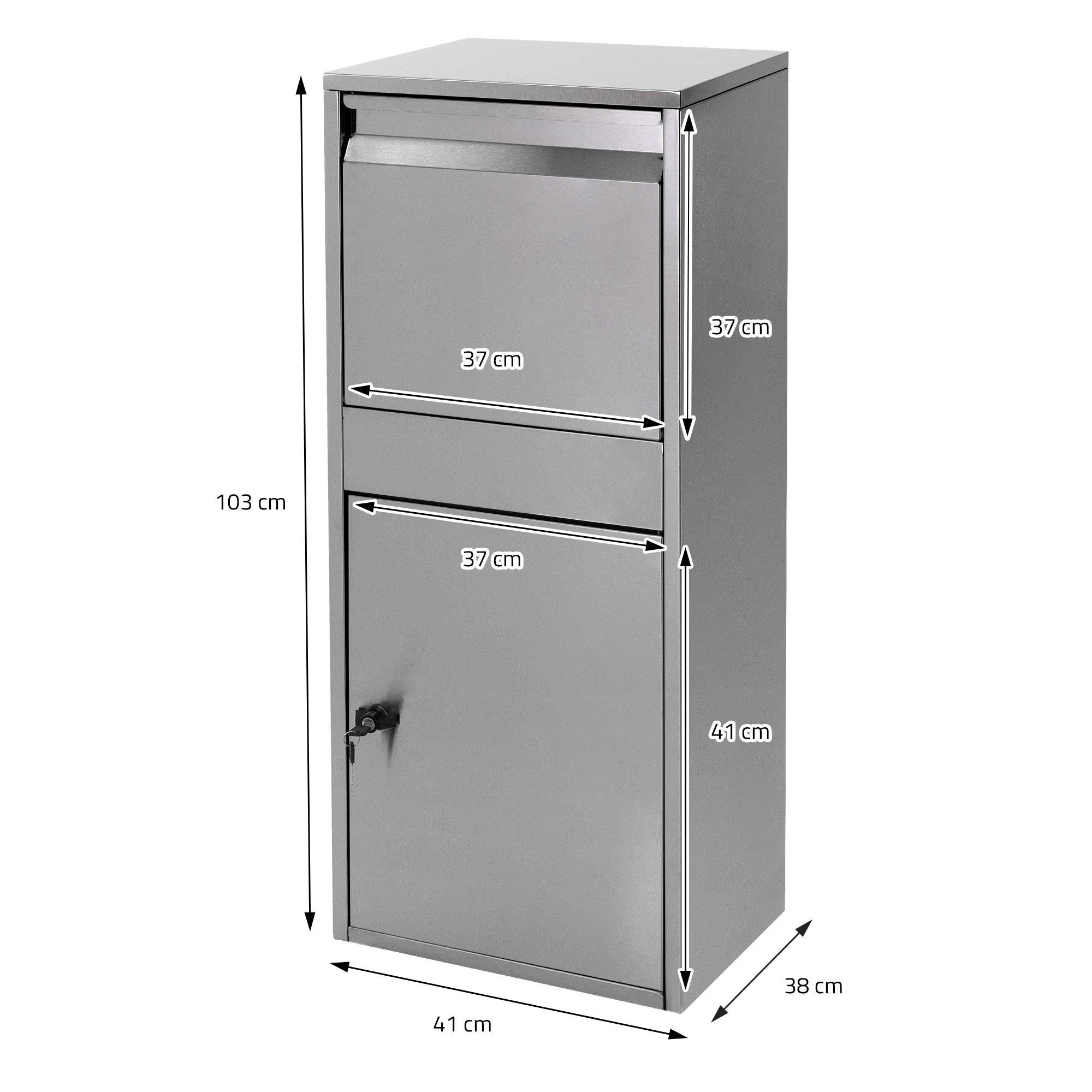 ML-Design boîte aux lettres colis gris 41x103x38 cm inox