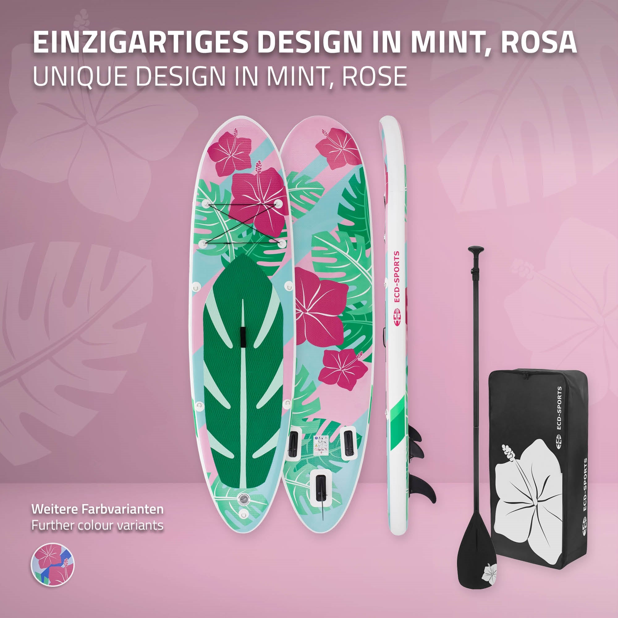ECD Germany Flowers stand up paddle gonflable mint 320 cm